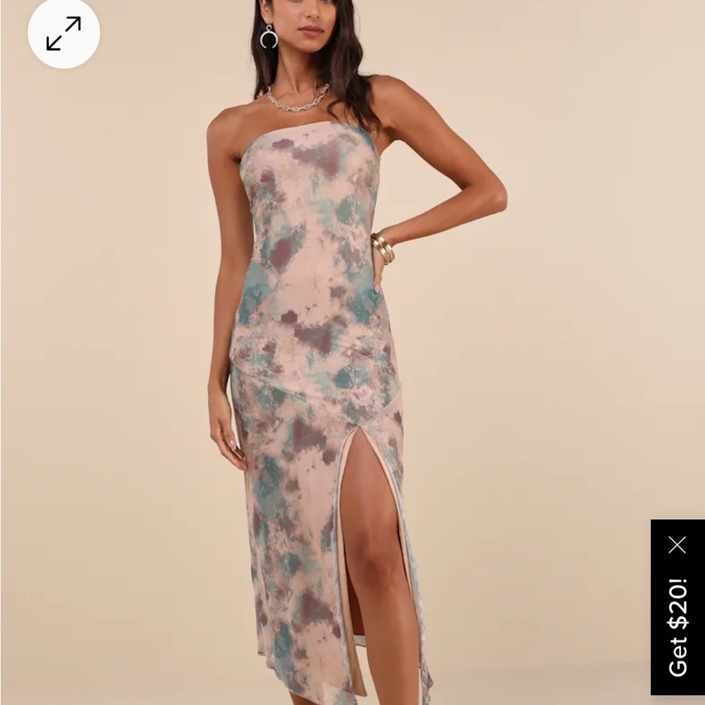 Lulu strapless side slit dress